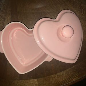 Adorable pink Heart ceramic bowl. Free one tear earring with bundle